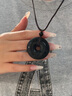 中國黃金山鬼花錢(qián)黑曜石吊墜男平安扣項鏈新年情人節禮物男友老公生日 山鬼花錢(qián)八卦黑曜石平安扣項鏈 曬單實(shí)拍圖
