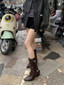 妙侶歐美西部復古牛仔靴中筒靴內增高尖頭馬丁靴女短靴英倫風(fēng)長(cháng)筒靴子 黑色 中筒 現貨 單層 36 (230mm) 曬單實(shí)拍圖