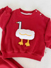 G.duck嬰幼兒秋季套裝滿(mǎn)月周歲寶寶衣服春秋款超萌可愛(ài)兒童分體童裝秋裝 紅色 80 cm 曬單實(shí)拍圖