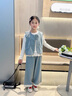 G.DUCKKIDS小黃鴨休閑大童套裝女生秋季春秋季女生牛仔背心闊腿褲三件套洋氣 三件套春秋 160 cm 曬單實(shí)拍圖