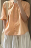 無(wú)印良品（MUJI）女式 涼感 襯衫領(lǐng)短袖襯衫女士襯衣女裝25年夏季上衣 淺橙色條紋 L (165/88A) 曬單實(shí)拍圖