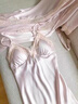 CGZK【100%桑蠶絲】性感長(cháng)款吊睡衣女春秋新款夏季睡袍晨袍睡裙兩件套 粉色【長(cháng)裙套裝】 L 【100-115斤】 曬單實(shí)拍圖