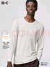 優(yōu)衣庫男裝HEATTECH EXTRA WARM混紡圓領(lǐng)T恤 9分袖 9%羊絨 481441 30 淺米色 M 曬單實(shí)拍圖