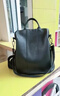 柏仕梵高端女士包真皮女包頭層牛皮雙肩包女式多功能大容量斜挎包新款 黑色-中號 曬單實(shí)拍圖