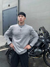 卡圖弛美式解構polo亨利領(lǐng)衛衣男秋季設計感正肩寬松無(wú)帽長(cháng)袖t恤打底衫 白灰色 XL 曬單實(shí)拍圖