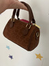包圓時(shí)尚圓筒包新款歐美復古女潮流單肩斜挎波士頓包 棕色 帶掛件 曬單實(shí)拍圖