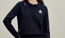 茵曼萌寵刺繡針織毛衣2025秋女裝新款甜美娃娃領(lǐng)上衣 藏藍(lán)色 XL 曬單實(shí)拍圖