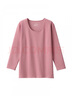 無(wú)印良品（MUJI） 女式 棉厚款 U領(lǐng) 八分袖T恤 FCD76C3A 粉紅色 S 155/80A 曬單實(shí)拍圖