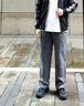 YIMINGCI2025秋冬新款彎刀牛仔褲男款男士寬松直筒天絲雪花加絨休閑長(cháng)褲 222藍色 加絨 M 推薦90-110斤 曬單實(shí)拍圖