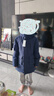 保姆鵝 【95速干絨】?jì)和鸾q服中長(cháng)防風(fēng)防潮戶(hù)外連帽加厚羽絨[NG2831] 藏藍 150 曬單實(shí)拍圖
