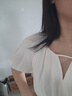 紅袖氣質(zhì)名媛高端女神范高級感連衣裙夏季2024新款女裝收腰醋酸雪紡裙 米白004 S 曬單實拍圖