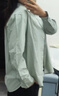 優(yōu)衣庫女裝全棉襯衫/長(cháng)袖襯衣薄外套通勤長(cháng)絨棉479078 55 青綠色 M 曬單實(shí)拍圖