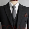 羅蒙（ROMON）西服套裝男英倫風(fēng)雙排扣商務(wù)休閑西裝三件套新郎結婚禮服小西服男 黑色三件套 (西裝+馬甲+褲子) 52/XL碼 送胸針+口袋巾 曬單實(shí)拍圖
