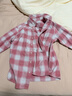 優(yōu)衣庫童裝男童女童法蘭絨格子襯衫長(cháng)袖襯衣薄外套上衣新款478132 12 桃紅色 150 曬單實(shí)拍圖