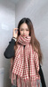 啄木鳥(niǎo)韓版ins風(fēng)時(shí)尚披肩秋冬加厚保暖格子圍巾圍脖感披肩女送禮物 紅色 曬單實(shí)拍圖
