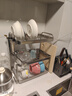 加厚不銹鋼碗碟收納架廚房置物架多功能放碗架筷子餐具收納盒碗柜 碗碟架3層主架+筷筒+砧板架 曬單實(shí)拍圖