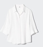 優(yōu)衣庫女裝花式半開(kāi)領(lǐng)襯衫/七分袖襯衣空調衫通勤479073 00 白色 3XL 曬單實(shí)拍圖