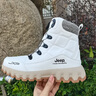 Jeep吉普加絨雪地靴男鞋秋冬新款加厚保暖棉鞋防水防寒高幫情侶棉靴男 白色 【情侶款】【標準運動(dòng)鞋碼】 41 (255mm) 曬單實(shí)拍圖