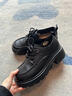 蜘蛛王真皮厚底增高樂(lè )福鞋女2025秋季新款黑色小皮鞋粗跟百搭女鞋單鞋女 黑色【穩固增高5cm】 38 (240mm) 【全國3000+門(mén)店驗貨】 曬單實(shí)拍圖