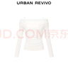 UR2025秋季新款女裝潮流一字領(lǐng)褶皺修身短款T恤UWJ450168 本白 M 曬單實(shí)拍圖
