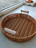 零食盤(pán)點(diǎn)心茶點(diǎn)水果籃蛋糕盤(pán)藤編托盤(pán)家用客廳面包竹編籃子干果盤(pán) 編織收納筐-27.5*4.5cm-1個(gè) 1個(gè) 曬單實(shí)拍圖