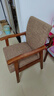 岳虎 全實(shí)木靠背椅帶扶手家用陽(yáng)臺休閑椅單人椅麻將椅子老人椅扶手椅 2018A胡桃+咖啡色布（可拆洗） 曬單實(shí)拍圖