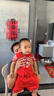 優(yōu)奇周歲禮服男寶寶夏季薄款短袖中式套裝嬰兒衣服一歲寶寶國風(fēng)抓周服 紅色 80 曬單實(shí)拍圖