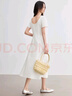 尚都比拉100%棉A字連衣裙女夏氣質(zhì)顯瘦收腰吊帶裙方領(lǐng)休閑中長(cháng)裙 曬單實(shí)拍圖