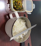 京東京造 泡面碗 上班族304不銹鋼飯盒小學(xué)生雙層防燙1.3L白色 配筷勺 曬單實(shí)拍圖