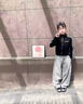 女童褲子春秋款2025新款衛褲兒童女孩闊腿褲女大童秋裝休閑運動(dòng)褲 灰色 140 曬單實(shí)拍圖