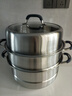 康巴赫304不銹鋼三層蒸鍋蒸籠復底湯蒸鍋多功能防燙鍋具32cm燃氣灶通用 曬單實(shí)拍圖