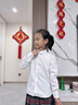 衣諾坊女童襯衫白色長(cháng)袖圓領(lǐng)春夏新款學(xué)生六一演出校服兒童休閑T恤寬松 曬單實(shí)拍圖