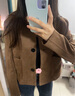 UR2025冬季新款女琥珀流光風(fēng)復古麂皮質(zhì)感短款外套UWM150102 黃棕 S 曬單實(shí)拍圖