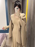 恒源祥羊毛圍巾保暖羊羔絨素色加長(cháng)圍巾女款時(shí)尚百搭披肩女士2026新款 卡其色加厚親膚不起球 曬單實(shí)拍圖