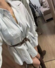 麓格立連衣裙女春秋新款學(xué)院風(fēng)長(zhǎng)袖連衣裙純欲法式氣質(zhì)收腰顯瘦百褶裙子 條紋襯衫連衣裙【配腰帶】M 曬單實(shí)拍圖
