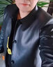 OLJ高檔奢侈品牌皮衣男士秋冬新款翻領(lǐng)中長(cháng)款風(fēng)衣綿羊皮真皮男休閑夾 黑色（高檔禮盒） XL 180 曬單實(shí)拍圖