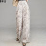 婭麗達(dá)（YERAD）新中式闊腿褲女夏季國風(fēng)褲子2024新款休閑褲雪紡?fù)系刂蓖惭?米色(I0) XL 曬單實(shí)拍圖