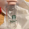 星巴克櫻花限定玻璃杯吸管杯搖搖杯咖啡牛奶桌面杯隨享水杯送禮 400ml粉色櫻花玻璃吸管杯 曬單實(shí)拍圖
