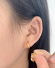 中國黃金（CHINA GOLD）碎碎冰黃金耳釘女士足金滿(mǎn)天星耳環(huán)生日禮物送女友老婆 【京速達】滿(mǎn)天星耳扣約2.0g 曬單實(shí)拍圖