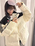棉致美式復古條紋拼接立領(lǐng)棉服女冬季新款外套小個(gè)子羽棉襖絨服面包服 梵6655白色【高品質(zhì)】 M 105-120斤 曬單實(shí)拍圖
