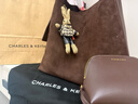 CHARLES&KEITH25秋新品大容量絨面單肩子母托特包CK2-40270966-2 Espresso Brown咖啡棕 L 曬單實(shí)拍圖