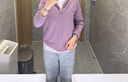 梵希蔓慵懶風(fēng)連帽毛衣開衫外套女2025年早春新款休閑寬松短款上衣 73211 粉紫色 M 曬單實拍圖