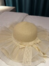 皓梵潔草帽女海邊度假帽子大帽檐夏沙灘帽次日達春秋旅游遮陽(yáng)防曬太陽(yáng)帽 蝴蝶結網(wǎng)紗草帽【米色】55-58cm 曬單實(shí)拍圖