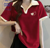 真維斯（Jeanswest）polo領(lǐng)短袖t恤女夏季2025新款設計感翻領(lǐng)撞色寬松上衣 曬單實(shí)拍圖