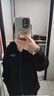 班尼路（Baleno）美式復古藏青色連帽外套女春秋季休閑上衣oversize潮流開(kāi)衫衛衣 曬單實(shí)拍圖