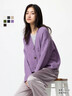 優(yōu)衣庫【驚喜價(jià)】女裝舒芙蕾針織短開(kāi)衫/外套空調衫通勤478339 73 青紫色 M /160/84A 曬單實(shí)拍圖
