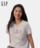 GAP女裝2025夏季新款純棉彩色膠印logo短袖T恤常規休閑上衣765994 灰白色 M (165/84A) 亞洲尺碼 曬單實(shí)拍圖