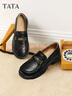 他她（TATA）樂(lè )福鞋女鞋2025秋季商場(chǎng)同款六便士時(shí)尚休閑新款黑色 黑色 38 曬單實(shí)拍圖