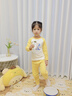 史努比（SNOOPY）兒童秋冬純棉保暖內衣套裝男童女睡衣秋衣秋褲 米/黃 彈琴 120 曬單實(shí)拍圖
