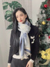 嫵（WOO）圍巾女秋冬2025新款百搭加厚保暖披肩外搭女感圍脖禮物 山水花語(yǔ)藍色  默認顏色 曬單實(shí)拍圖